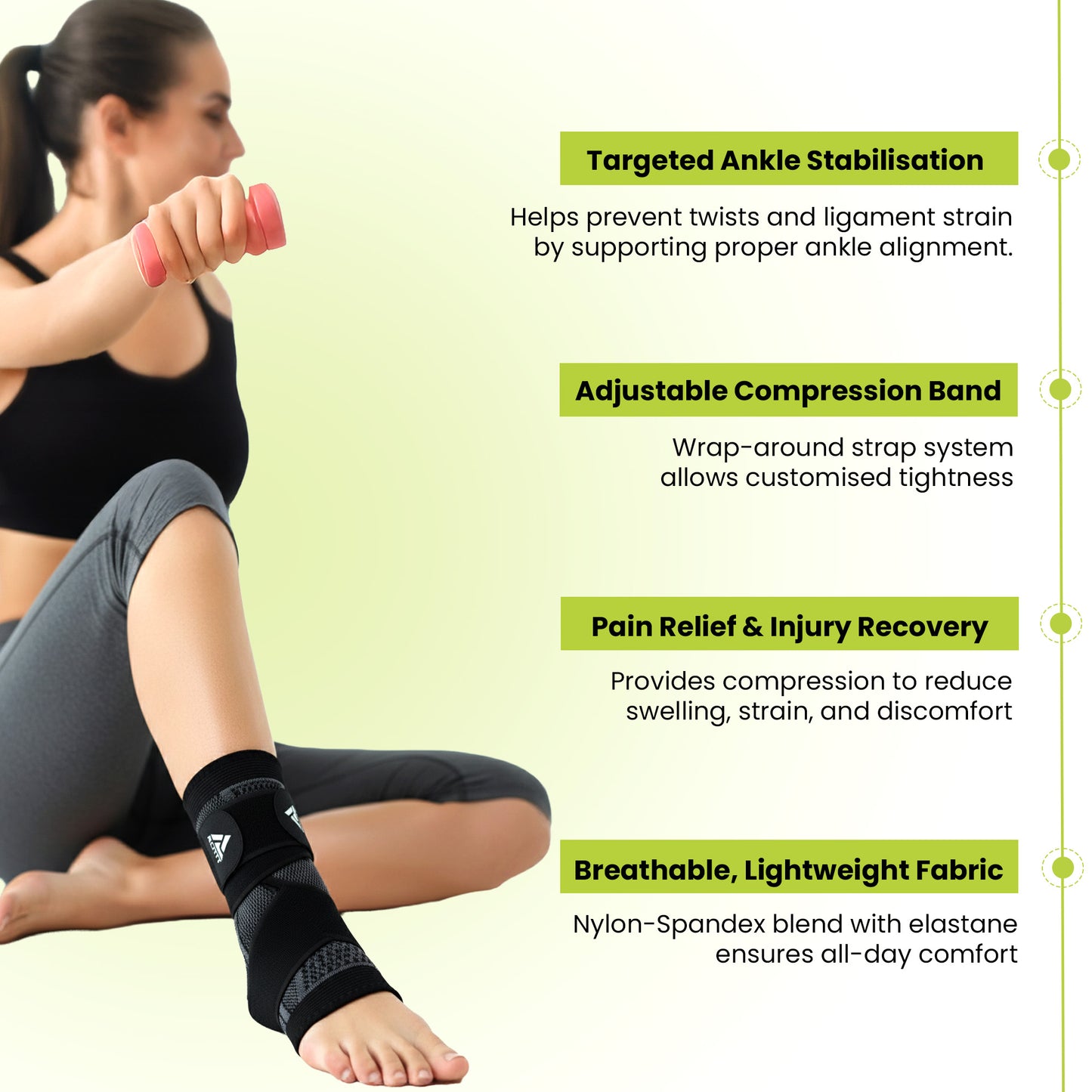 Actifit Ankle Support with Adjustable Band – Compression Brace for Pain Relief, Sports & Gym