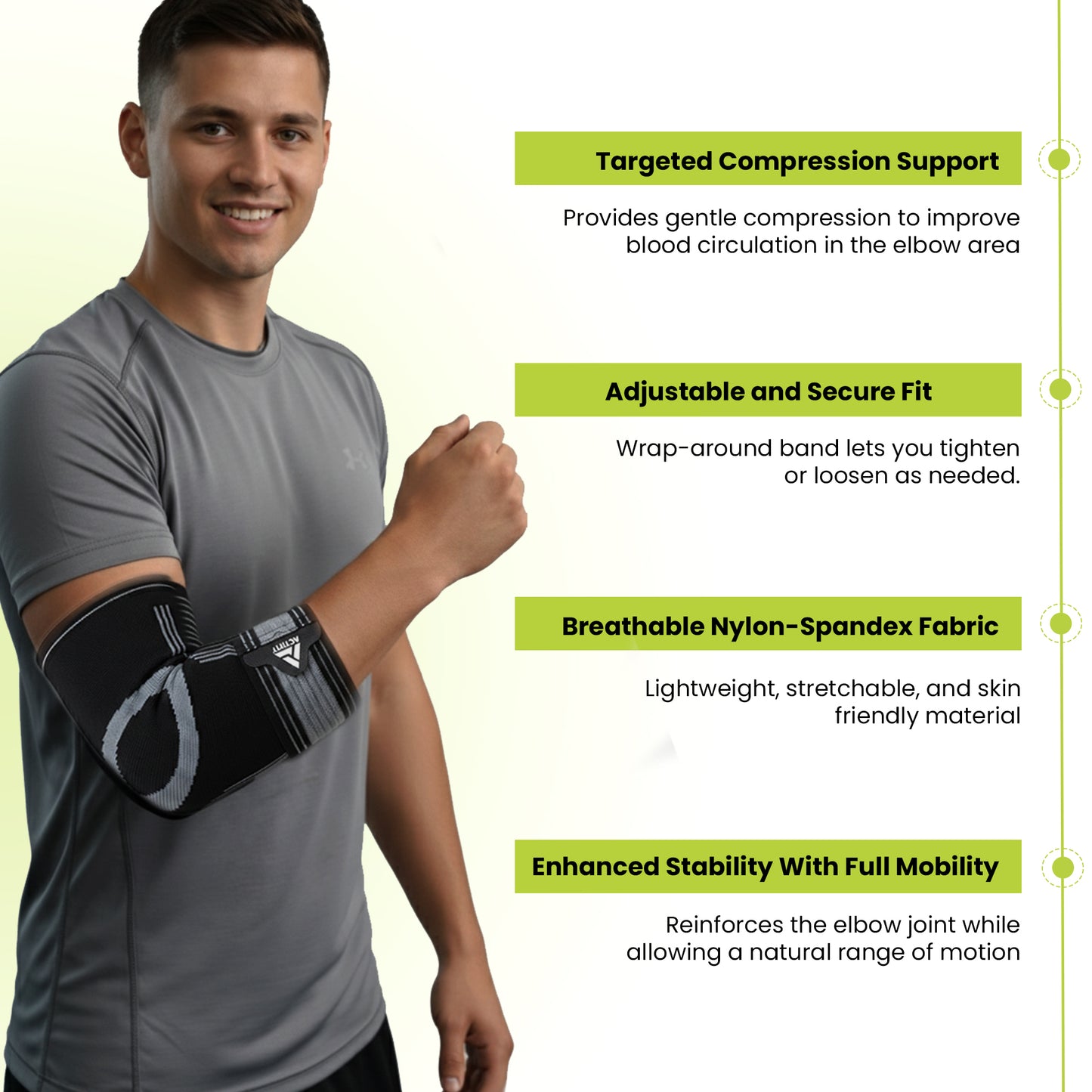 Actifit Elbow Support with Adjustable Band – Compression Brace for Pain Relief, Sports & Gym