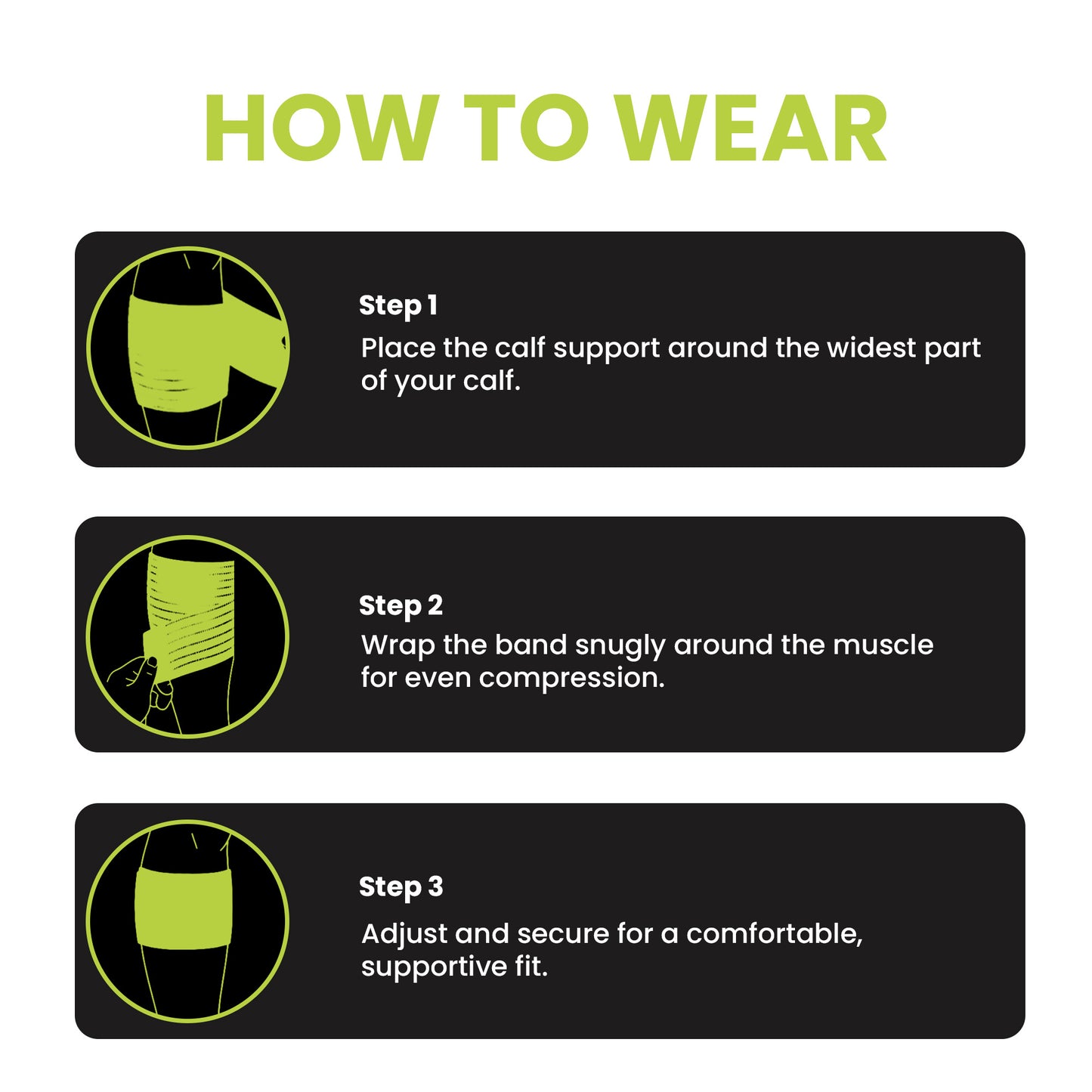 Actifit Calf Support with Adjustable Band – Compression Brace for Pain Relief, Sports & Gym – Free Size