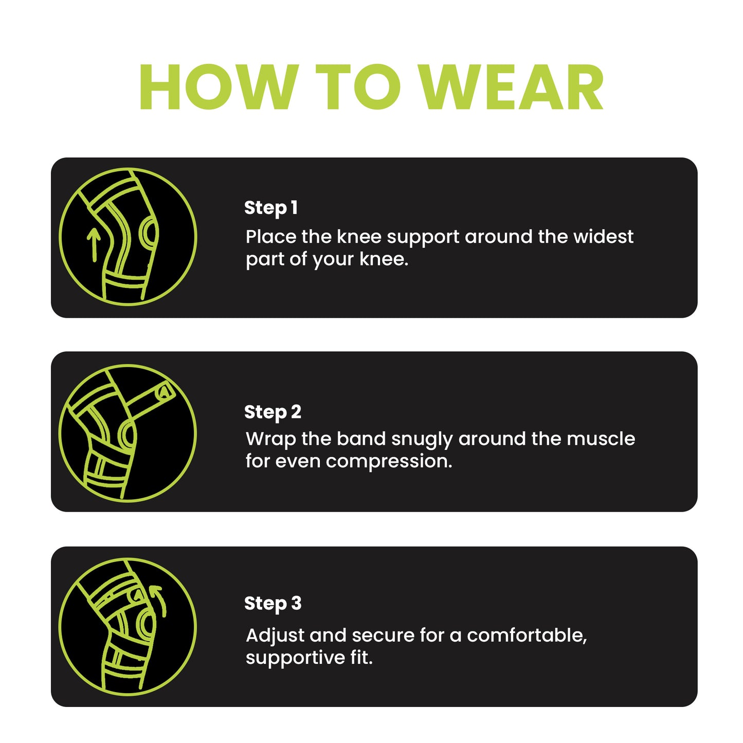 Actifit Knee Support with Adjustable Band – Compression Brace for Pain Relief, Sports & Gym - Green