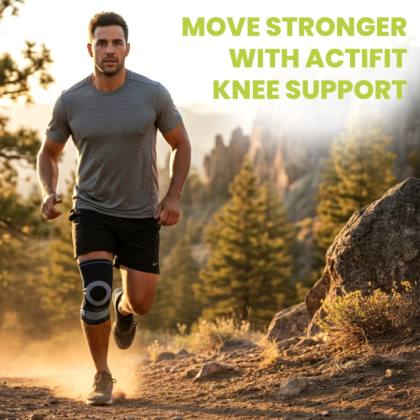 Actifit Knee Support with Adjustable Band – Compression Brace for Pain Relief, Sports & Gym